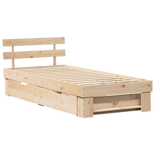 Bettgestell mit Kopfteil Braun 90 x 190 cm Massivholz Kiefer