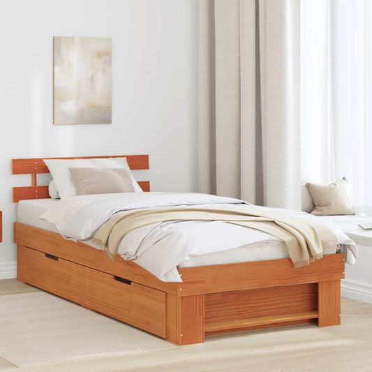 Bettgestell Wachsbraun 90 x 190 cm Massivholz Kiefer