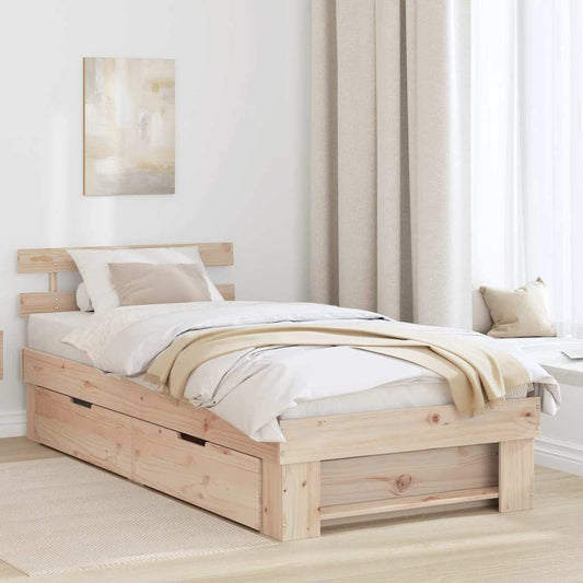 Bettgestell mit Kopfteil Braun 75 x 190 cm Massivholz Kiefer