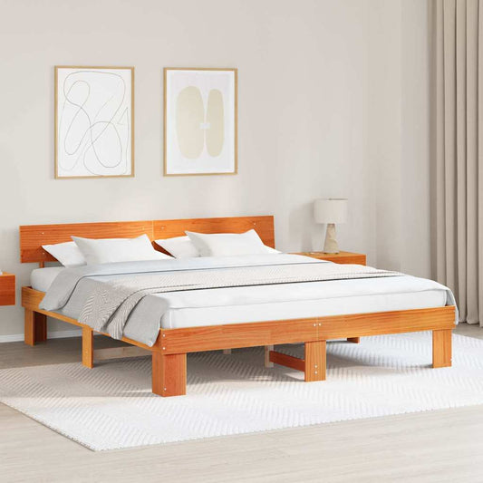 Bettgestell Wachsbraun 180 x 200 cm Massivholz Kiefer