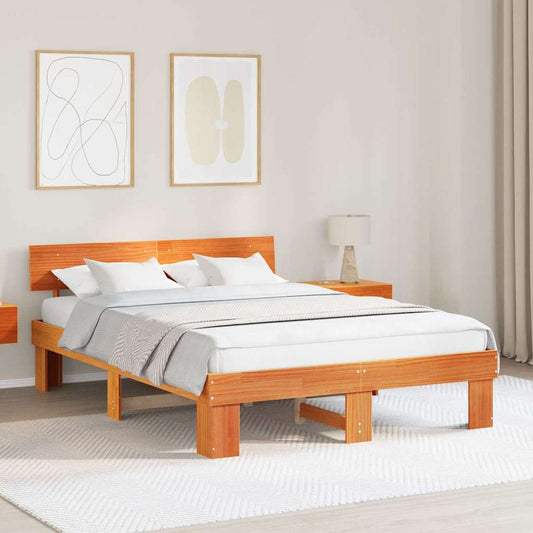 Bettgestell Wachsbraun 150 x 200 cm Massivholz Kiefer