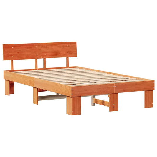 Bettgestell Wachsbraun 140 x 190 cm Massivholz Kiefer
