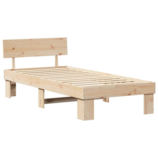 Bettgestell mit Kopfteil Braun 90 x 200 cm Massivholz Kiefer