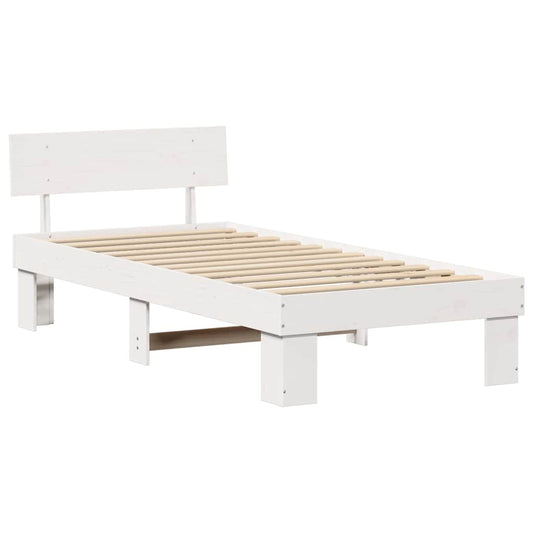 Bettgestell mit Kopfteil Weiß 75 x 190 cm Massivholz Kiefer