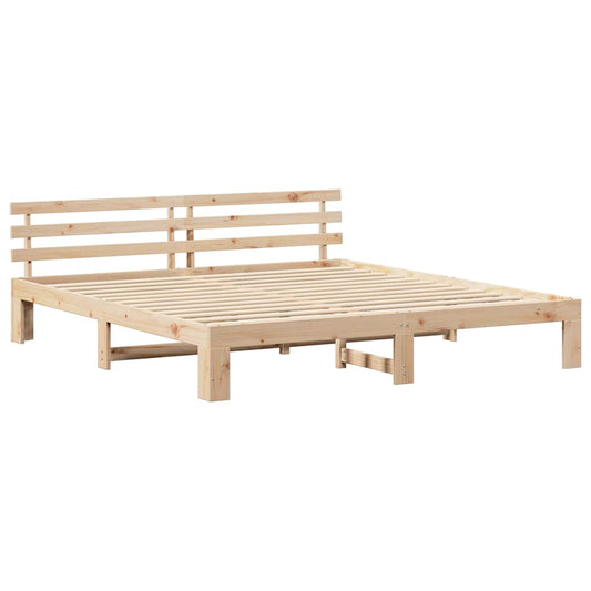 Bettgestell mit Kopfteil Braun 200 x 200 cm Massivholz Kiefer
