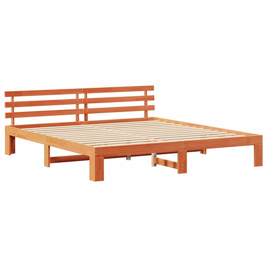 Bettgestell mit Kopfteil Braun 200 x 200 cm Massivholz Kiefer