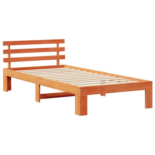 Bettgestell mit Kopfteil Braun 75 x 190 cm Massivholz Kiefer