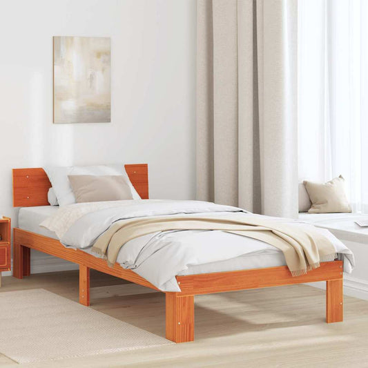 Bettgestell mit Kopfteil Braun 75 x 190 cm Massivholz Kiefer