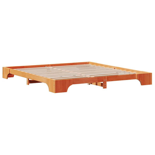 Bettgestell Wachsbraun 200 x 200 cm Massivholz Kiefer