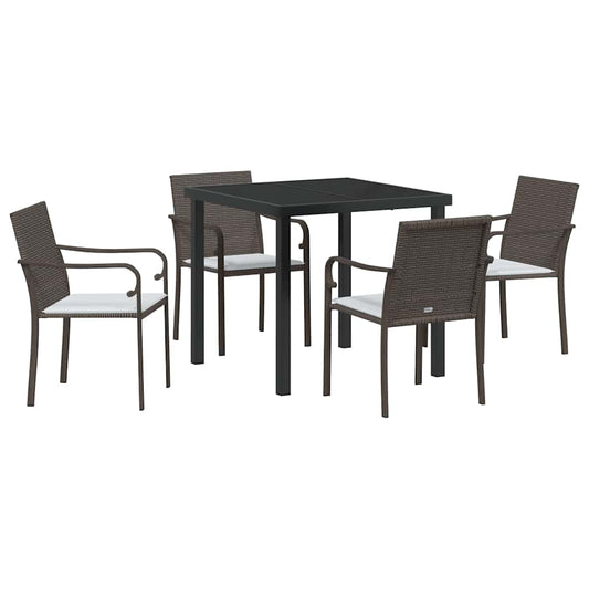 Garten Essgruppe 5 pcs Braun Poly Rattan