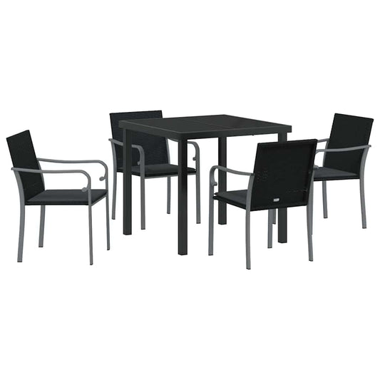 Garten Essgruppe 5 pcs Schwarz Poly Rattan