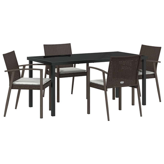 Garten Essgruppe 5 pcs Braun Poly Rattan