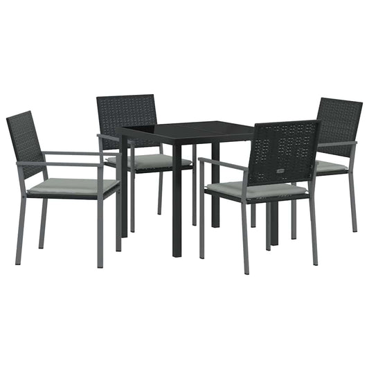 Garten Essgruppe 5 pcs Schwarz Poly Rattan