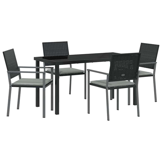 Garten Essgruppe 5 pcs Schwarz Poly Rattan
