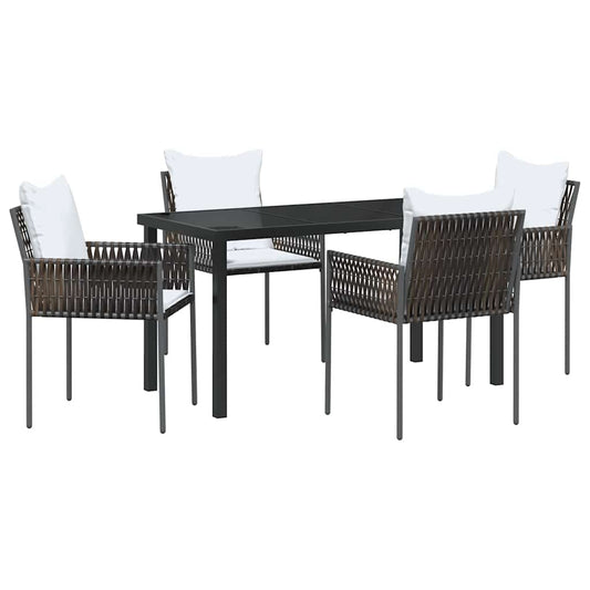 Garten Essgruppe 5 pcs Braun Poly Rattan