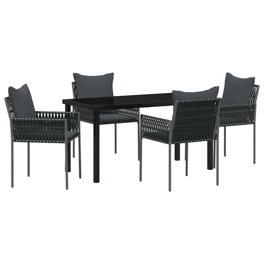 Garten Essgruppe 5 pcs Schwarz Poly Rattan