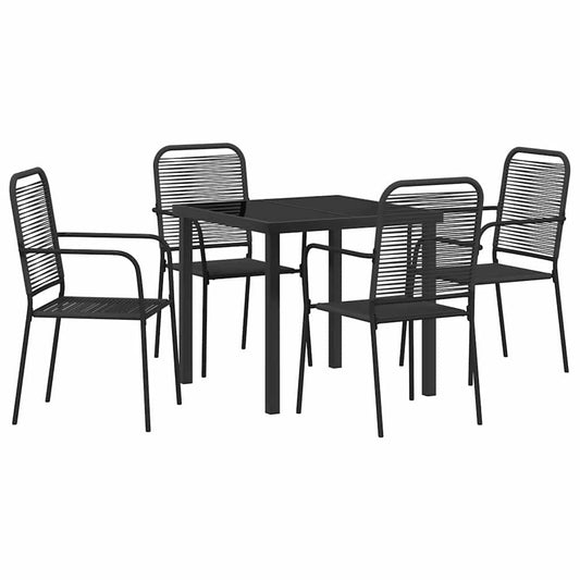 Garten Essgruppe 5 pcs Schwarz Baumwollseil und Stahl