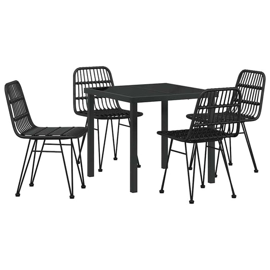 Garten Essgruppe 5 pcs Schwarz Poly Rattan
