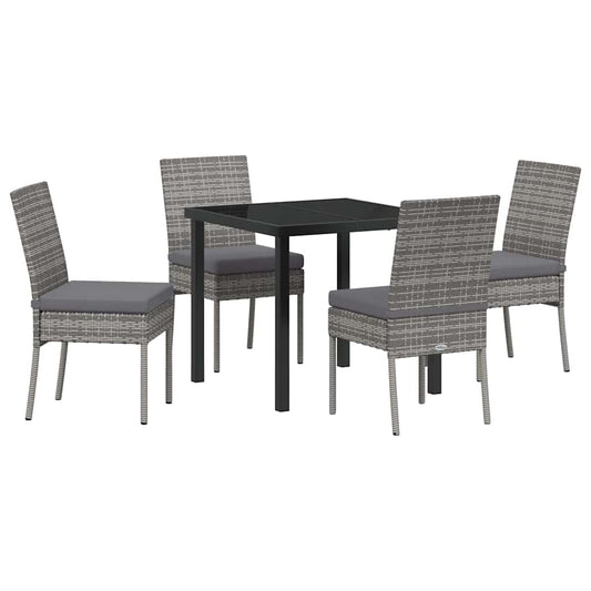 Garten Essgruppe 5 pcs Grau Poly Rattan