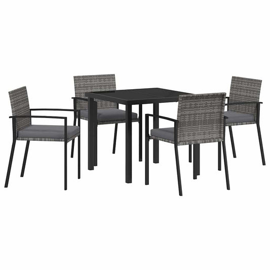 Garten Essgruppe 5 pcs Grau Poly Rattan