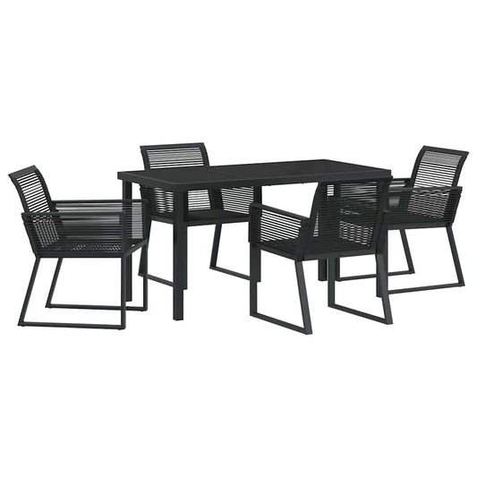 Garten Essgruppe 5 pcs Schwarz Poly Rattan