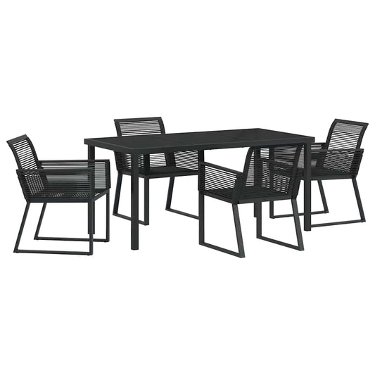 Garten Essgruppe 5 pcs Schwarz Poly Rattan