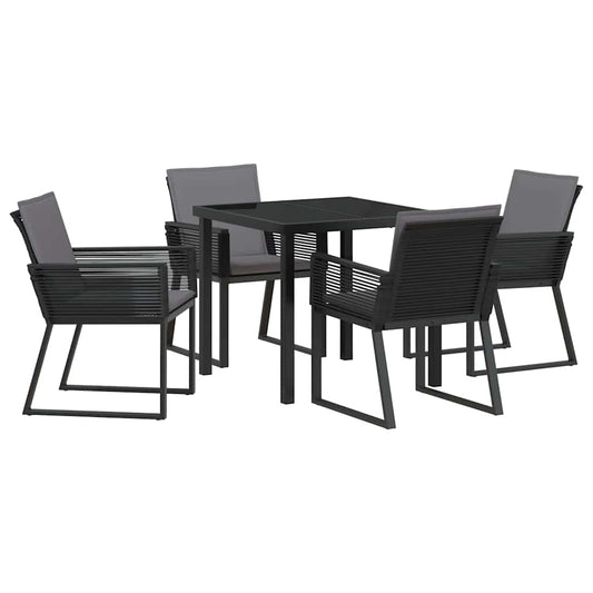 Garten Essgruppe 5 pcs Schwarz Poly Rattan