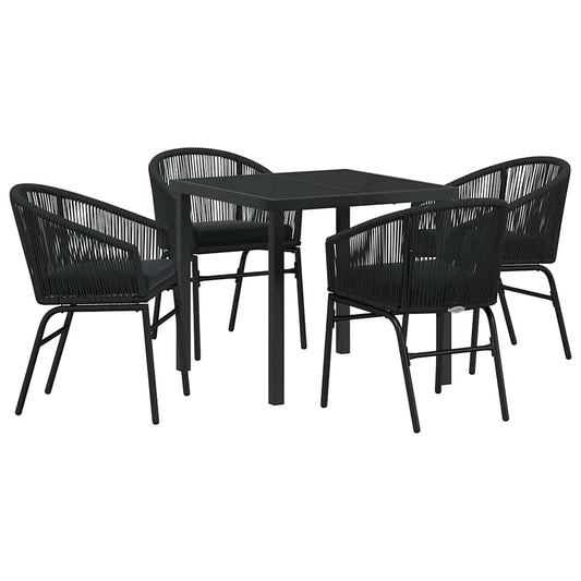 Garten Essgruppe 5 pcs Schwarz Poly Rattan