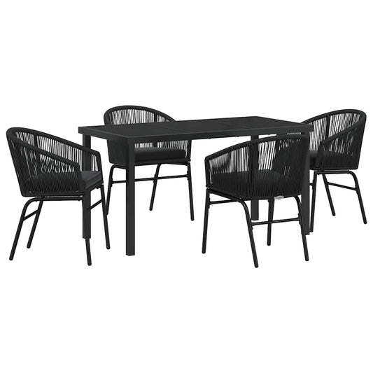 Garten Essgruppe 5 pcs Schwarz Poly Rattan