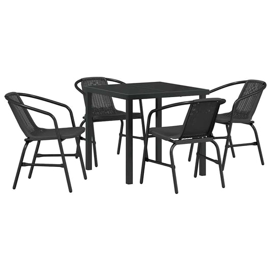 Garten Essgruppe 5 pcs Schwarz Poly Rattan