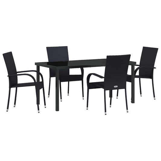 Garten Essgruppe 5 pcs Schwarz Poly Rattan