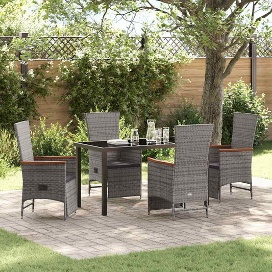 Garten Essgruppe mit Kissen 5 pcs Grau Poly Rattan