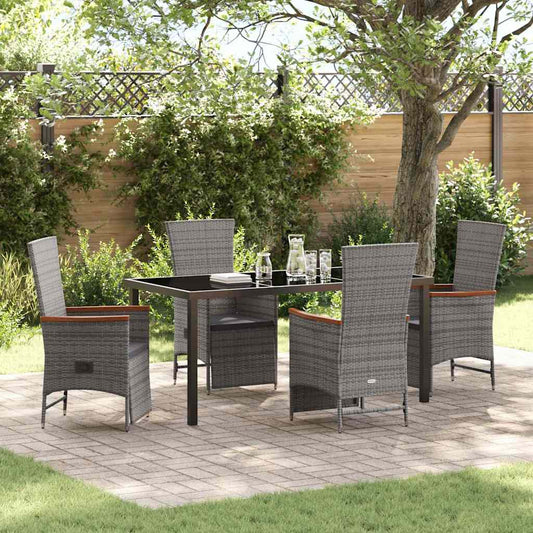 Garten Essgruppe mit Kissen 5 pcs Grau Poly Rattan