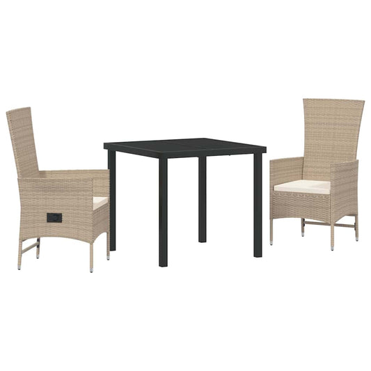 Garten Essgruppe mit Kissen 3 pcs Beige Poly-Rattan