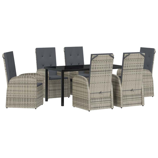 Garten Essgruppe mit Kissen 7 pcs Grau Poly-Rattan