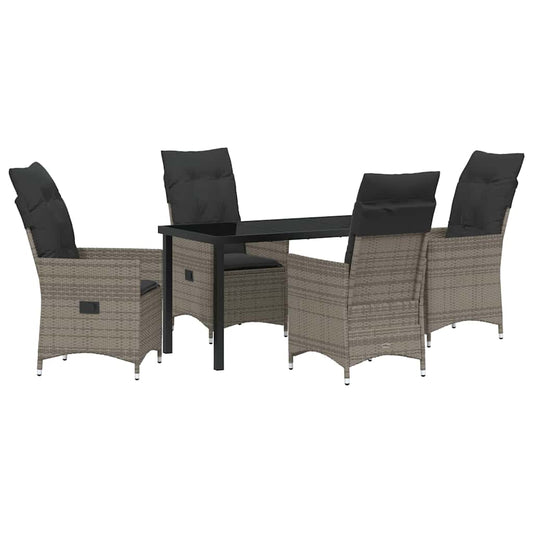 Garten Essgruppe mit Kissen 5 pcs Grau Poly Rattan