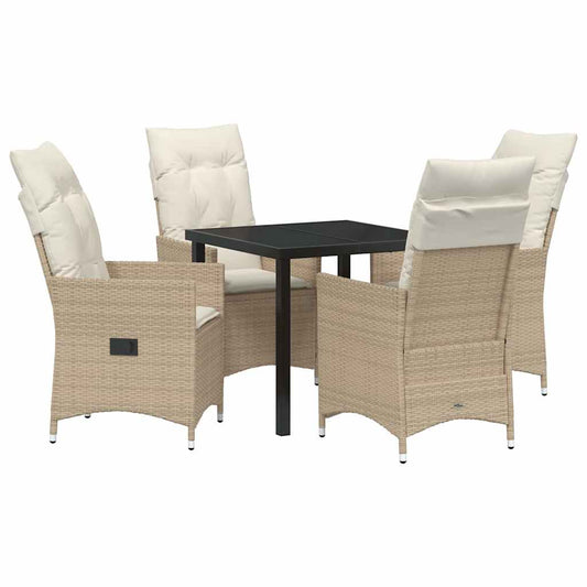 Garten Essgruppe mit Kissen 5 pcs Beige Poly Rattan
