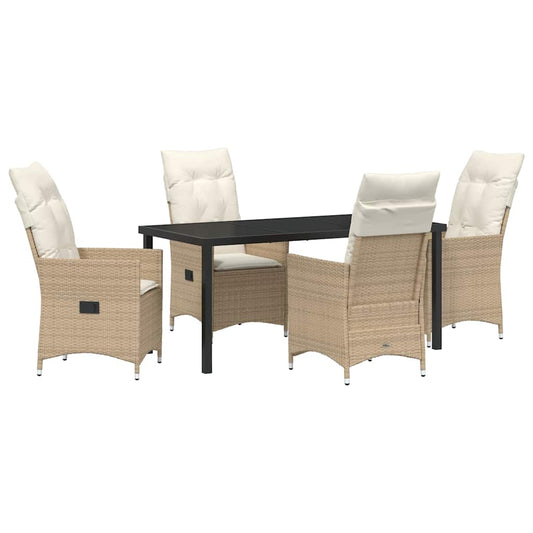 Garten Essgruppe mit Kissen 5 pcs Beige Poly Rattan