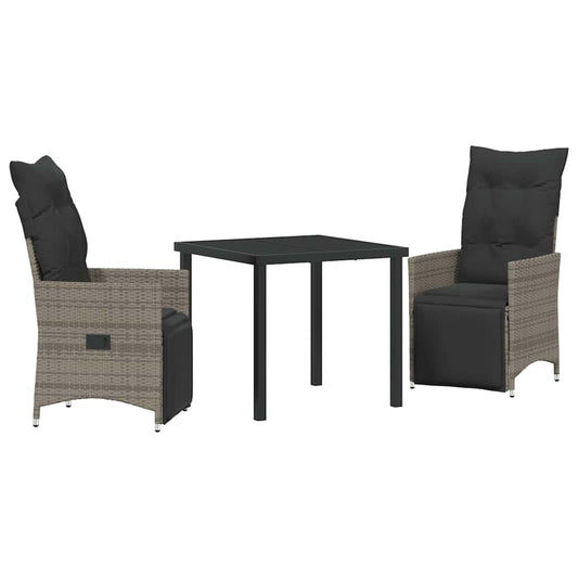 Garten Essgruppe mit Kissen 3 pcs Grau Poly Rattan