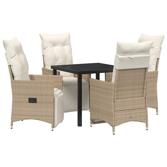 Garten Essgruppe mit Kissen 5 pcs Beige Poly Rattan