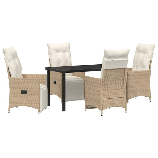 Garten Essgruppe mit Kissen 5 pcs Beige Poly Rattan