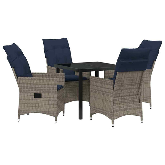 Garten Essgruppe 5 pcs Grau Poly-Rattan
