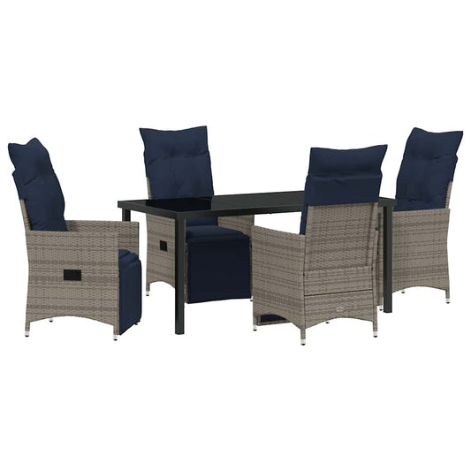 Garten Essgruppe 5 pcs Grau Poly-Rattan