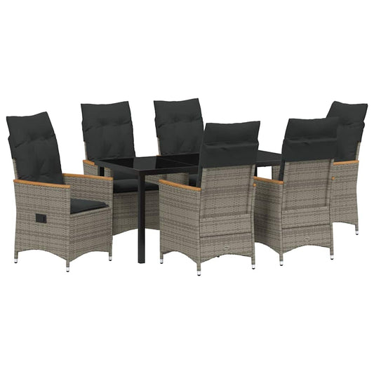 Garten Essgruppe mit Kissen 7 pcs Grau Poly Rattan