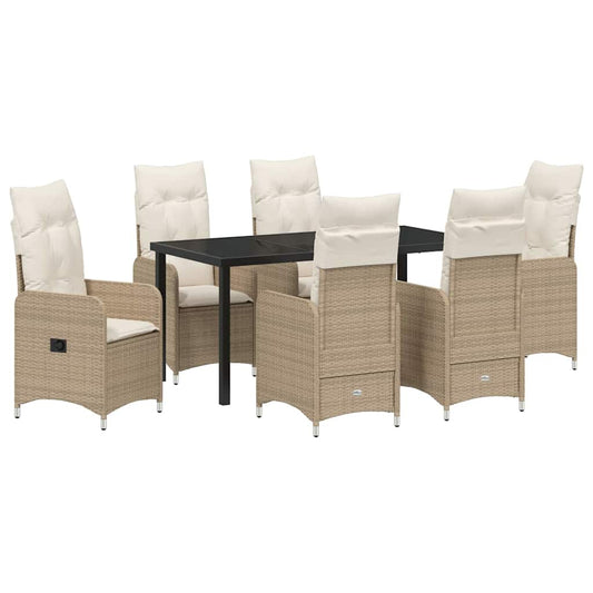 Garten Essgruppe mit Kissen 7 pcs Beige Poly Rattan