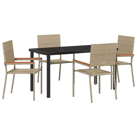 Garten Essgruppe 5 pcs Beige Poly Rattan