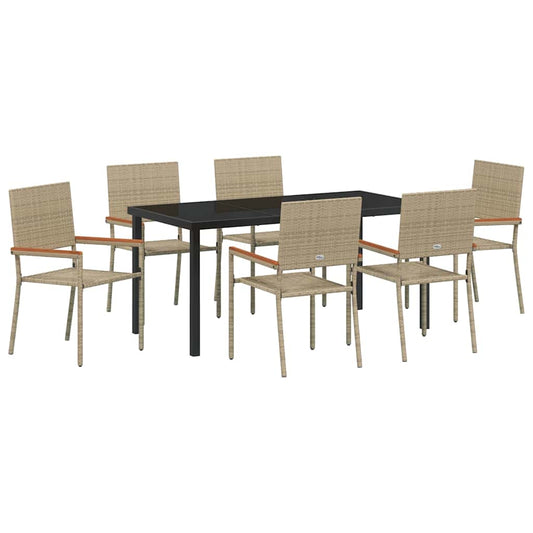 Garten Essgruppe 7 pcs Beige Poly Rattan