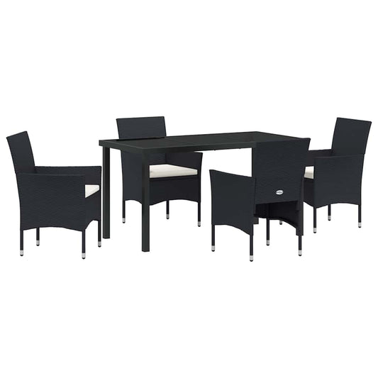 Garten Essgruppe mit Kissen 5 pcs Schwarz Poly Rattan