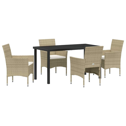 Garten Essgruppe mit Kissen 5 pcs Beige Poly Rattan