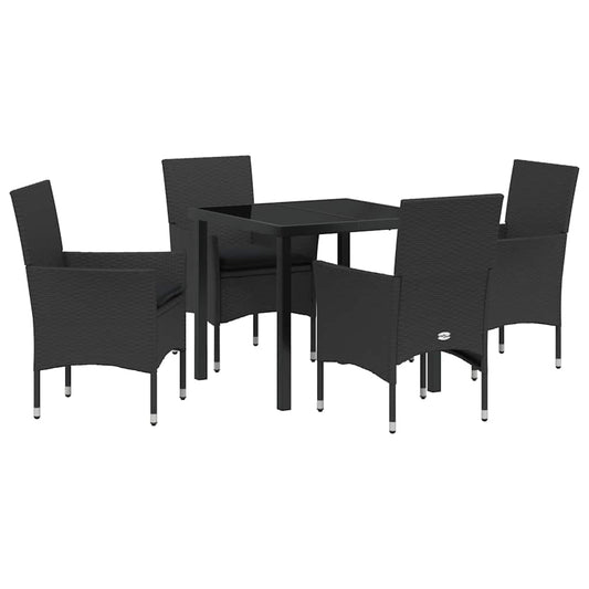 Garten Essgruppe mit Kissen 5 pcs Schwarz Poly Rattan